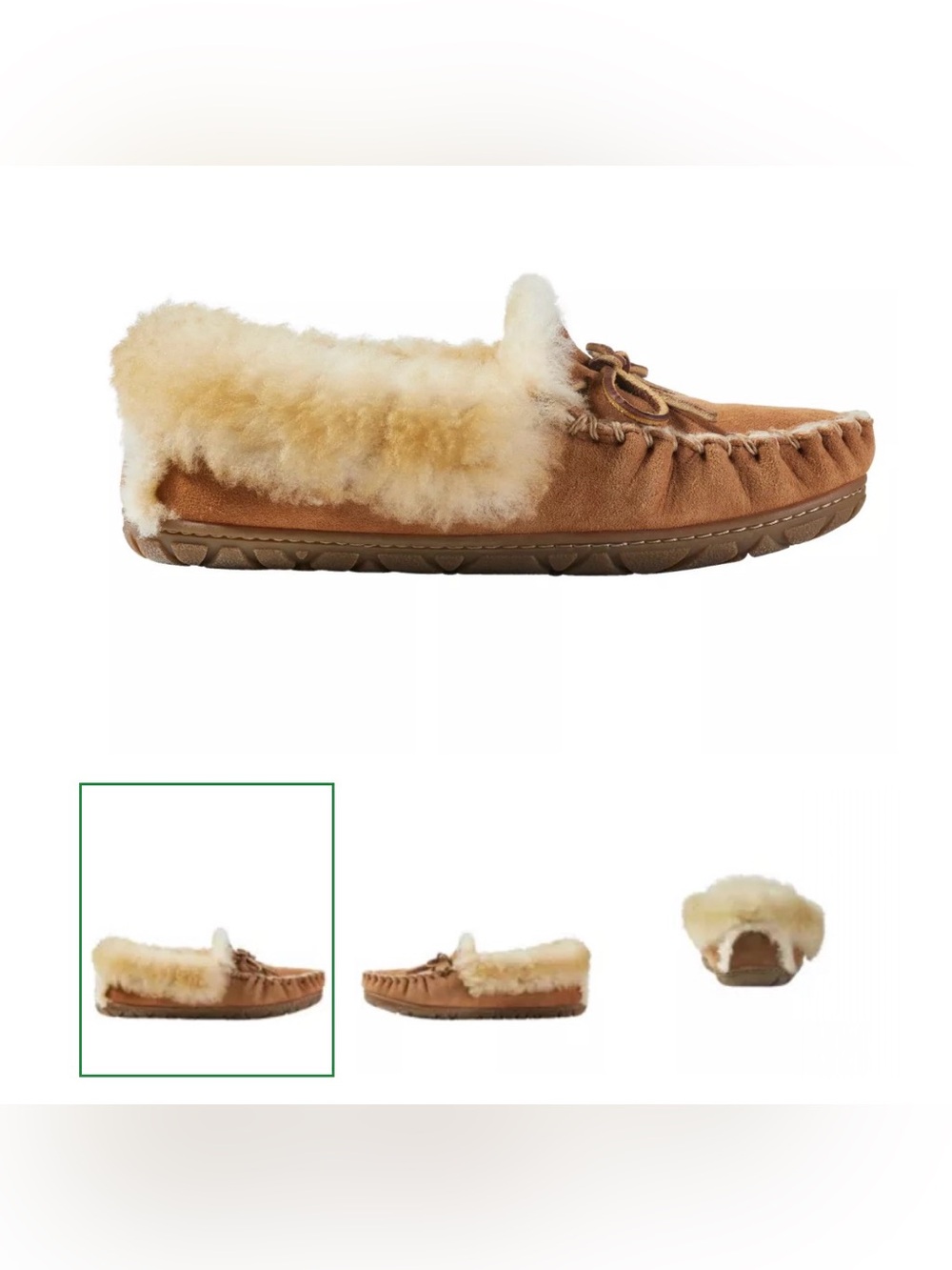 NWT L.L. Bean Women Sz 7 Wicked Good Chestnut Suede Shearling Moccasin Slippers